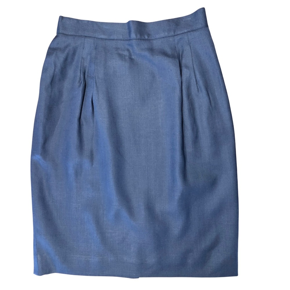 Talbots Petites Navy Blue Linen Blend Pencil Skirt Italian Fabric Size 10P NEW